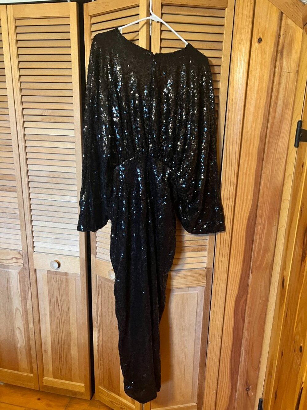 NWT Eloqui Sequin Caftan Dollman Sleeve Dress in BLACK Size 18 - Picture 4 of 4